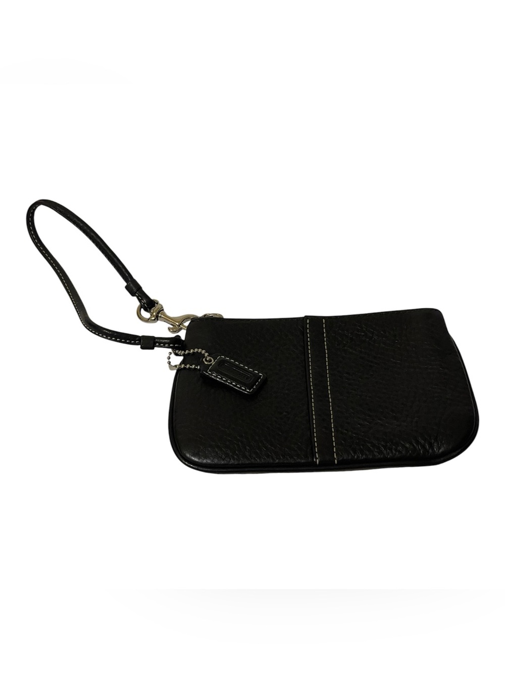 COACH Pebbled Leather Black Wristlet w/ Silver hardware - Like New **